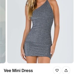 One-Shoulder Gray Mini Dress